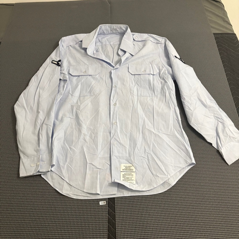 US Air Force Blue Long Sleeve Uniform Shirt A1C Rank Insignia 16x35